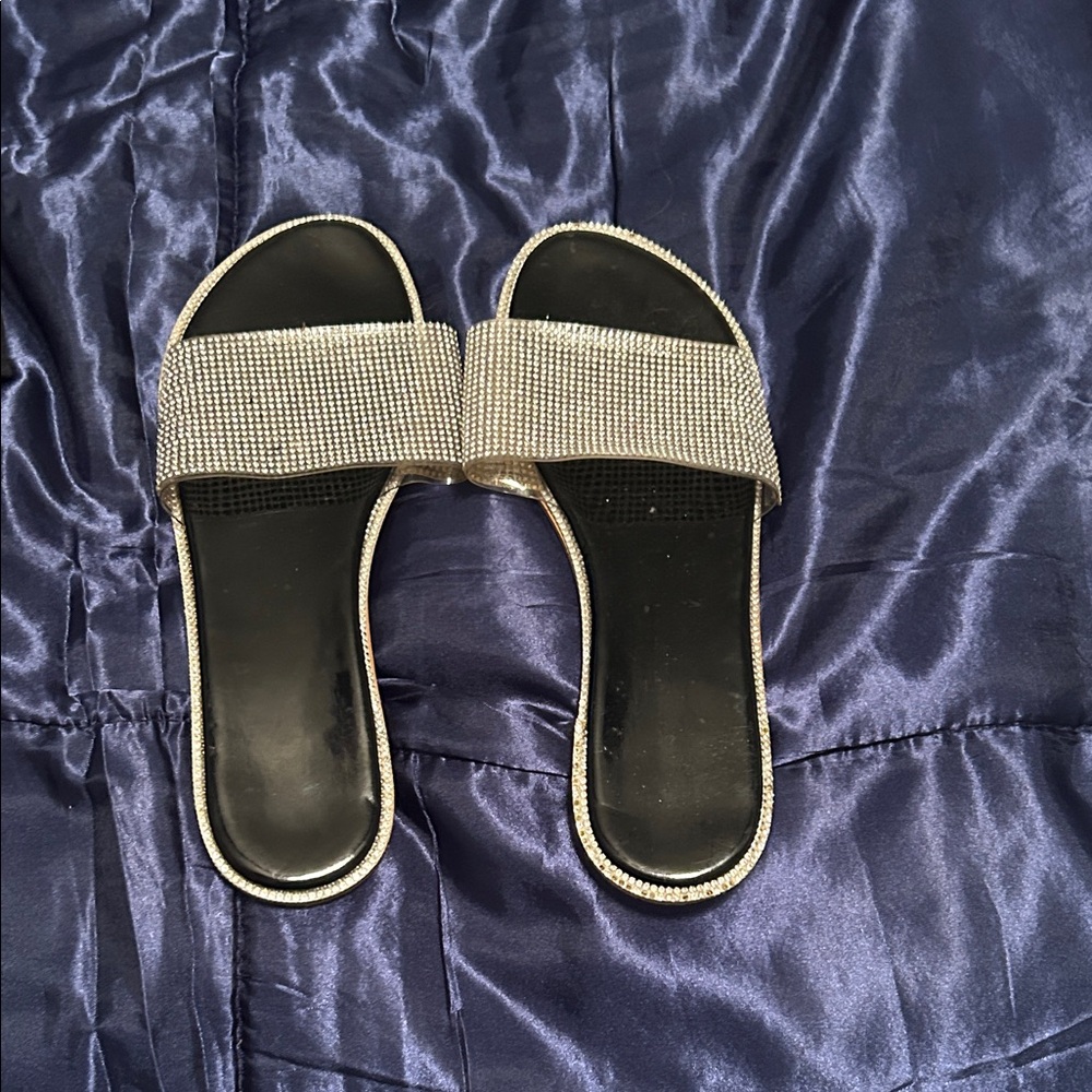 SHEIN Black and Silver Embellished Flats